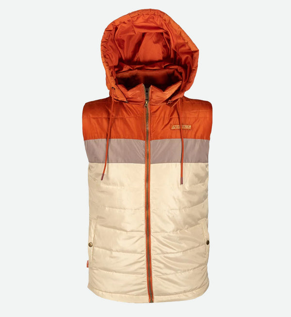 Pioneer Puffy Vest - Tan/Burnt Orange