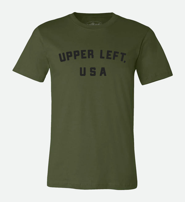 Upper Left, USA Tee - Olive